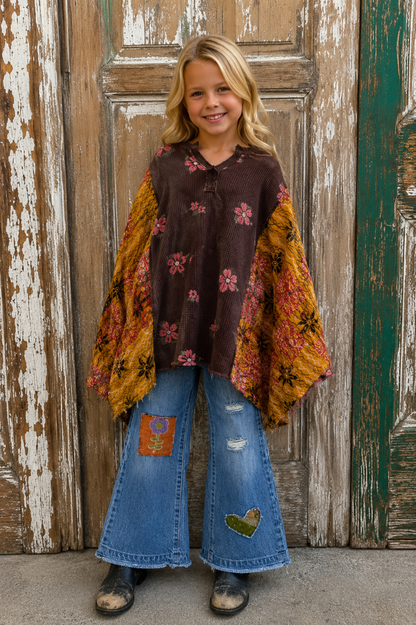 6y Boho Flowers Poncho