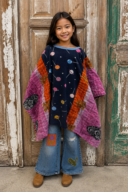 6y Up Cycled Pajama Poncho