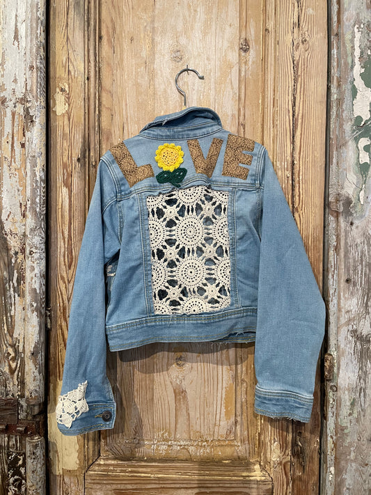 5T Kids Crochet Denim Jacket