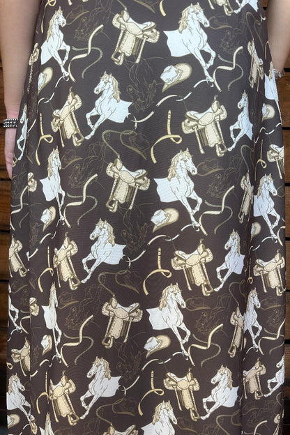 Horse Midi Slit Skirt
