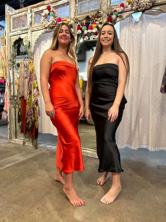 Satin Strapless Maxi