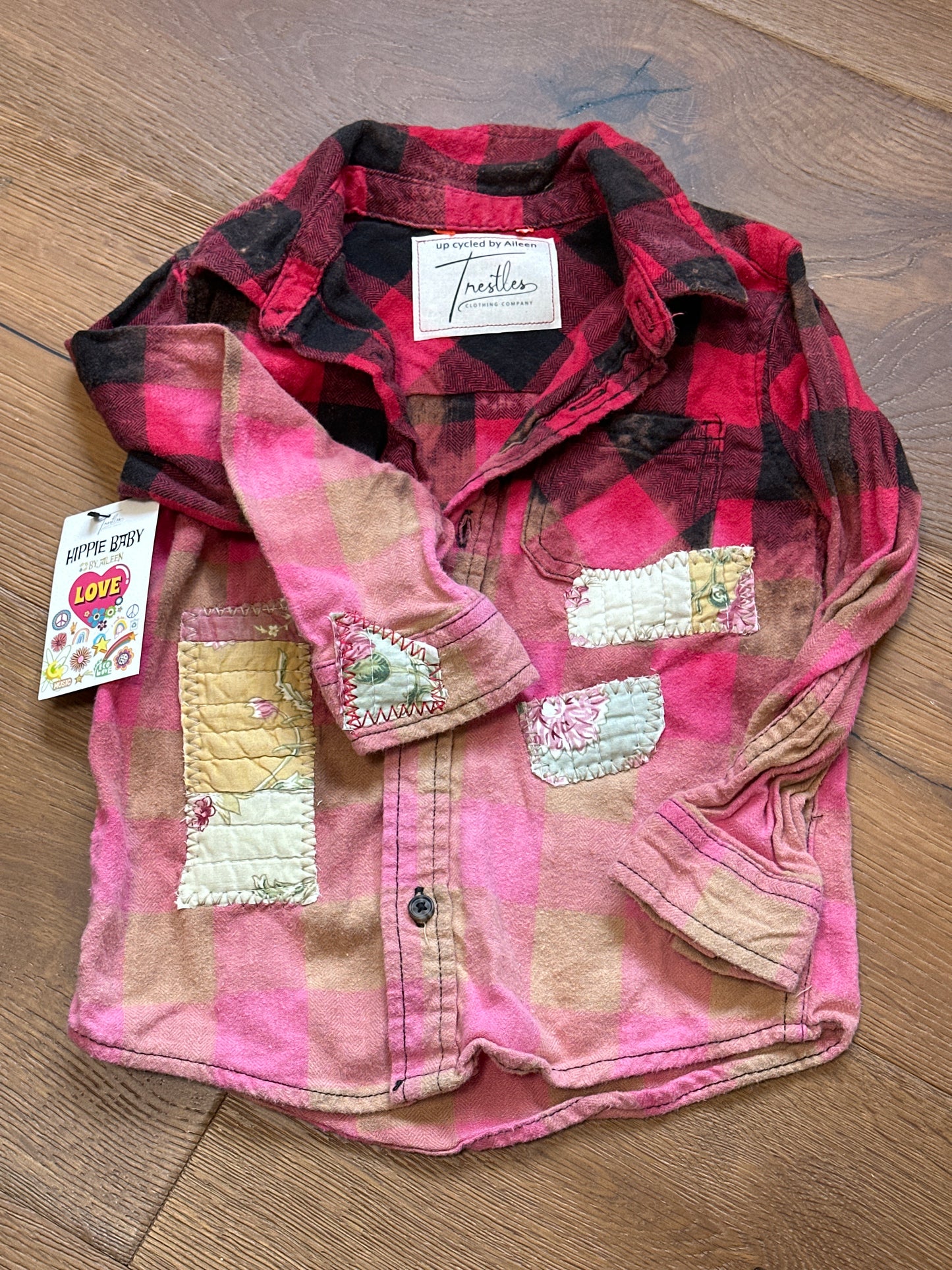 Red Quilted Heart Kids Flannel