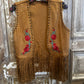 Embroidered Suede Fringe Vest