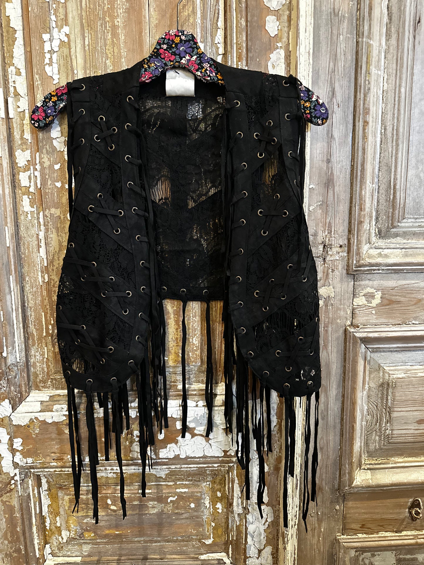 Lace Eyelit Fringe Vest