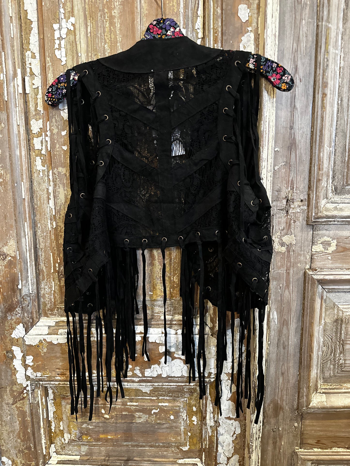 Lace Eyelit Fringe Vest