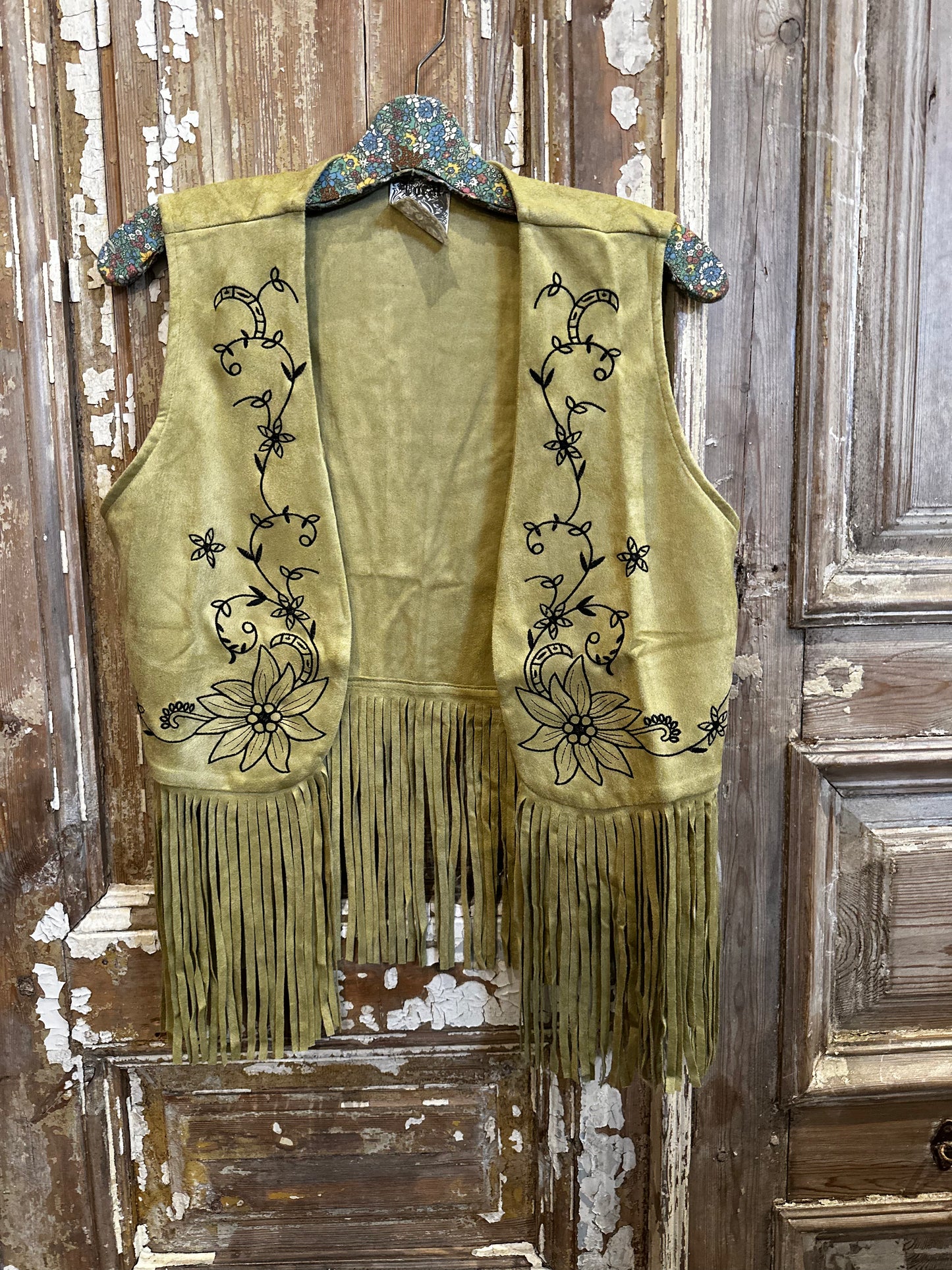 Pistachio Suede Fringe Vest