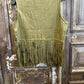 Pistachio Suede Fringe Vest