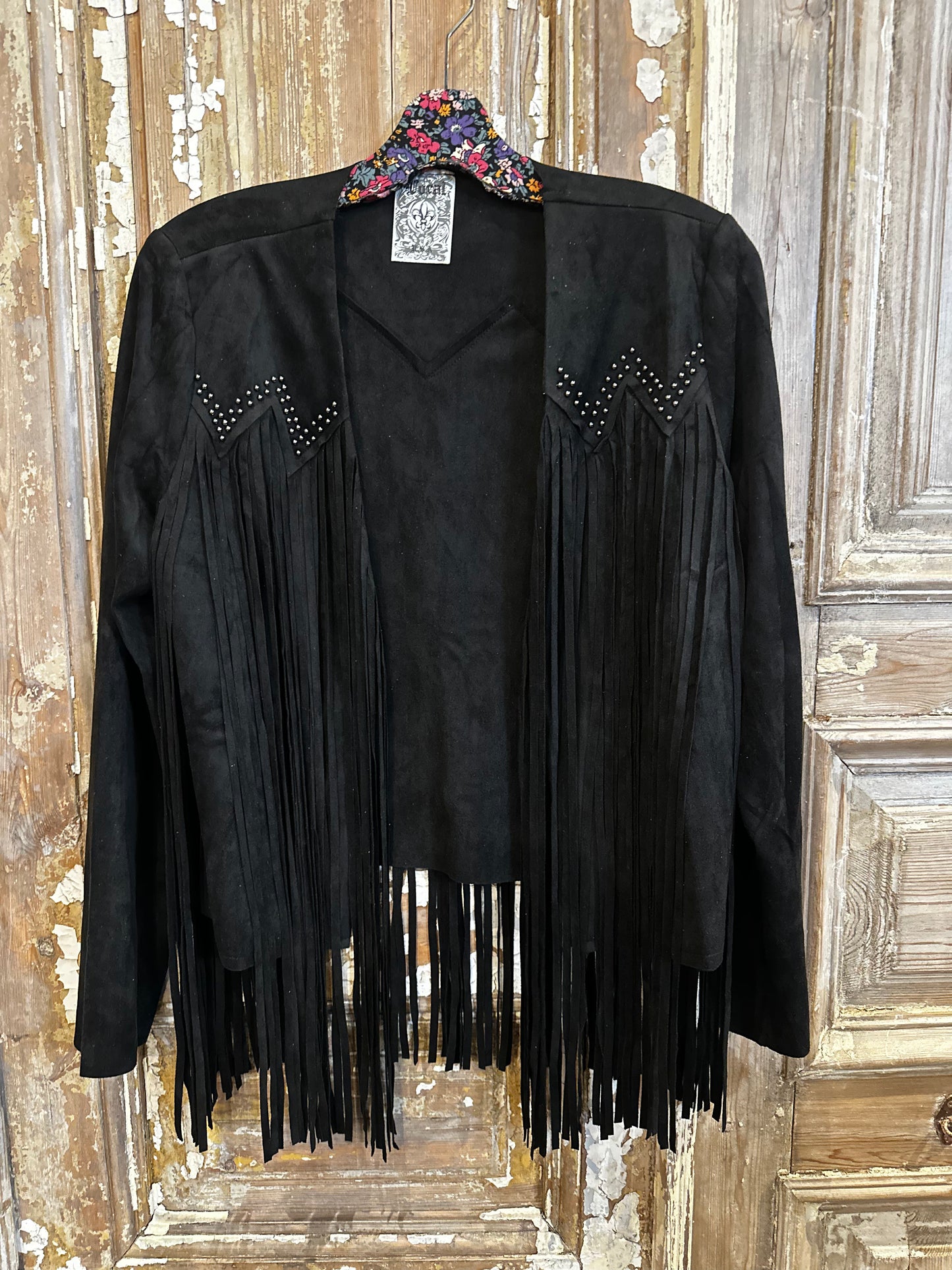 Studs Fringe Suede Jacket