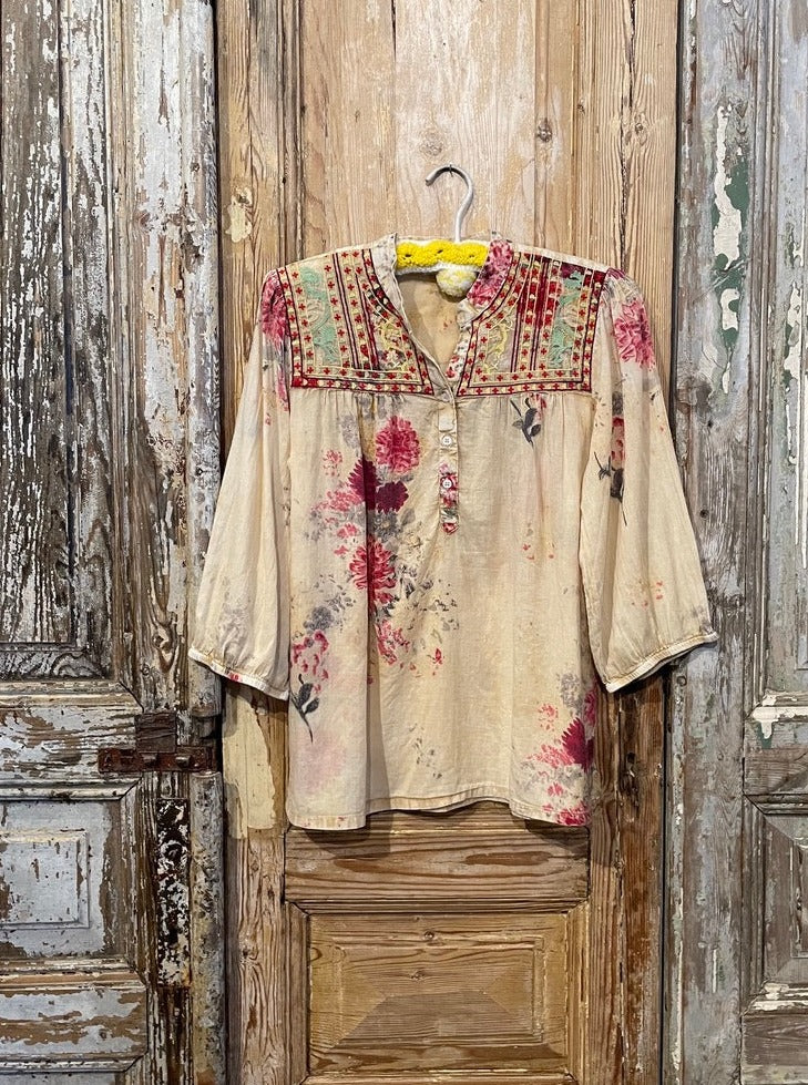 Faded Yellow Embroidered Blouse