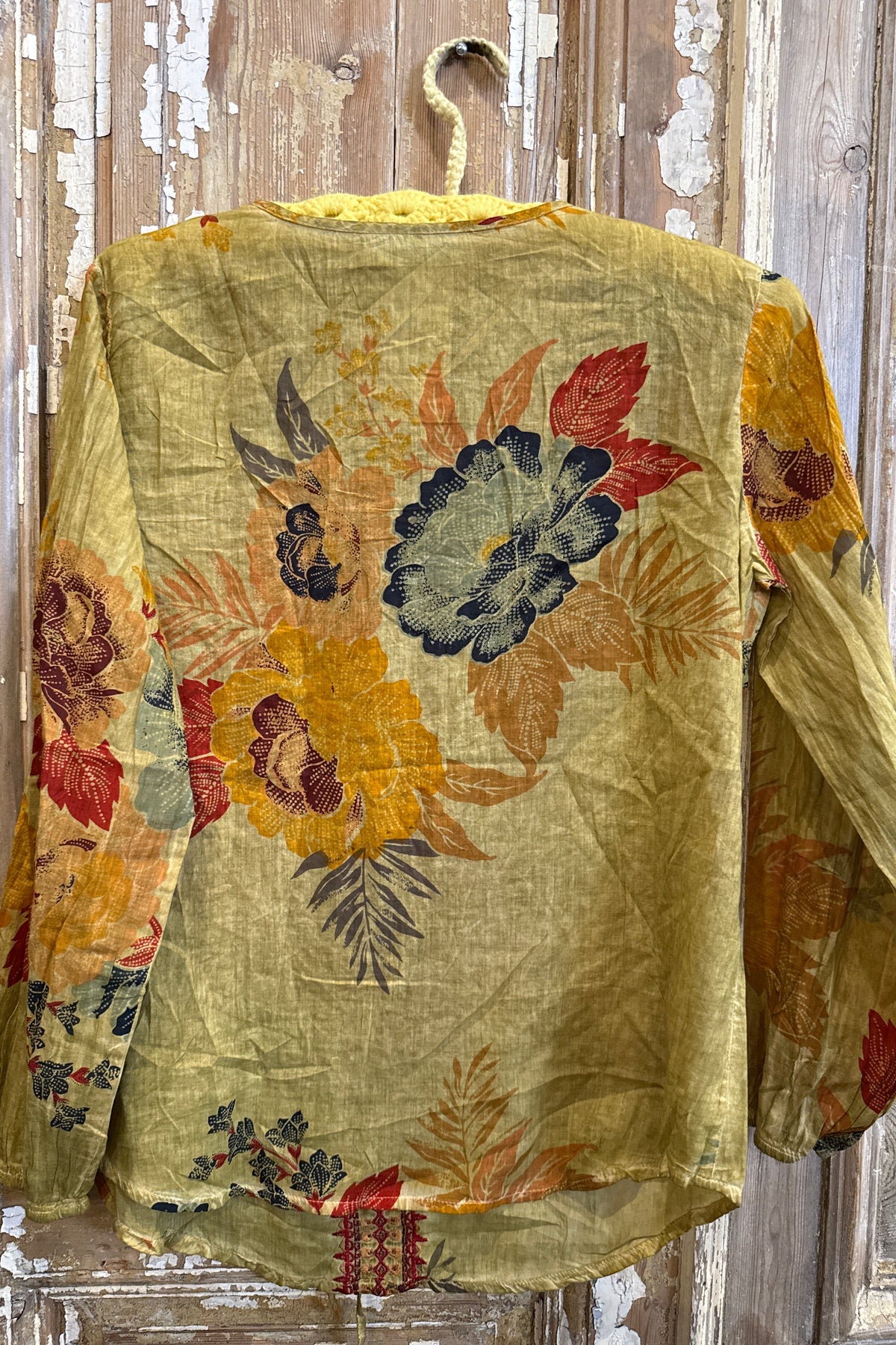 Embroidered Tie Front Blouse