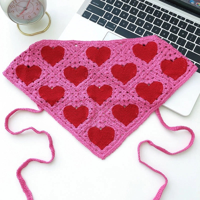 Hearts Crochet Bandana