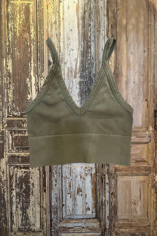 Vintage Ribbed V Bra Top