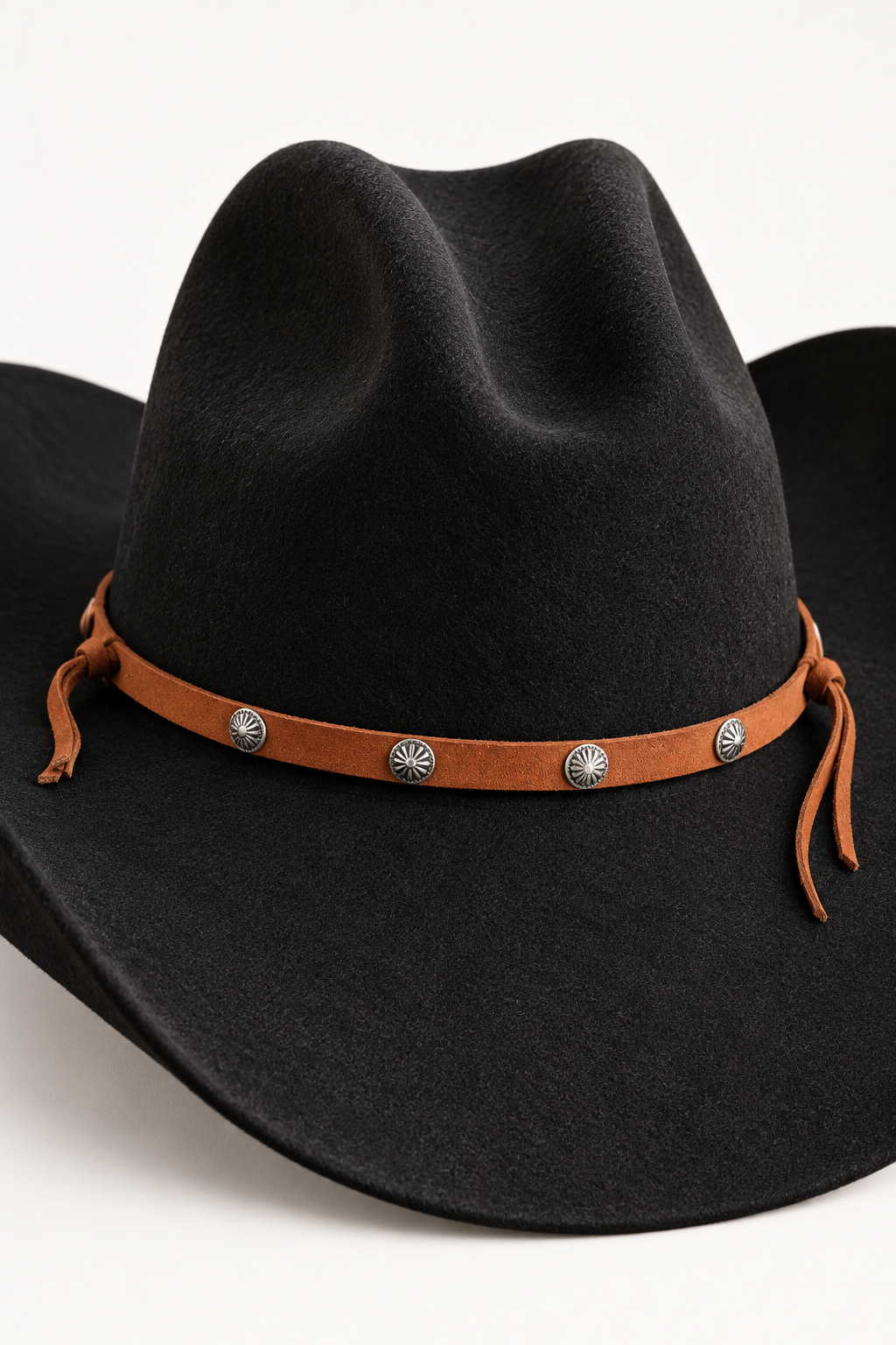 Silver Round Leather Hat Band