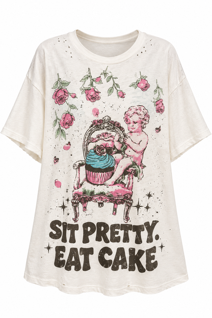 Worn and Weathered Tee - Eat Cake