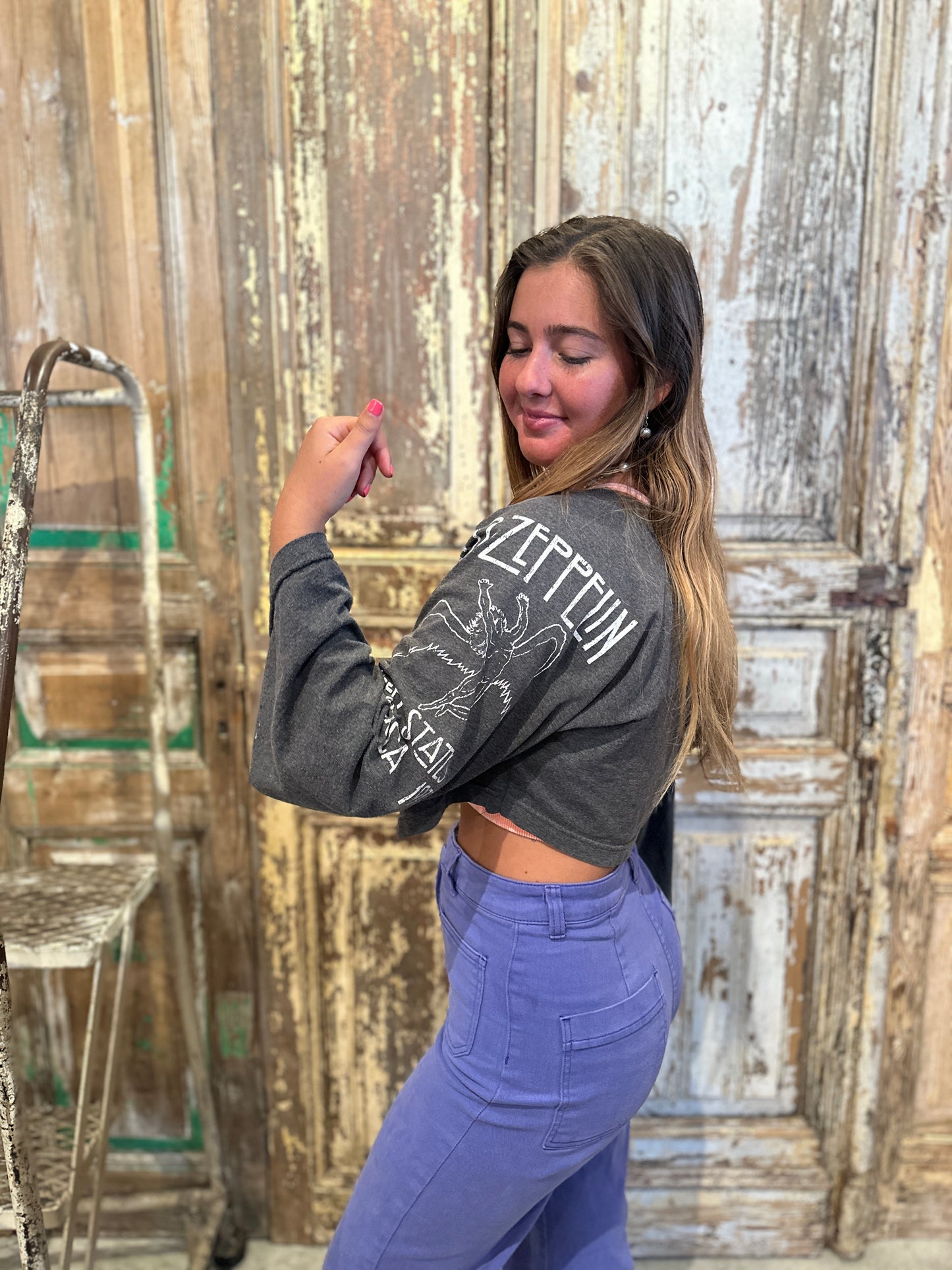 Small/Med Up Cycled Rockband Cropped Jacket