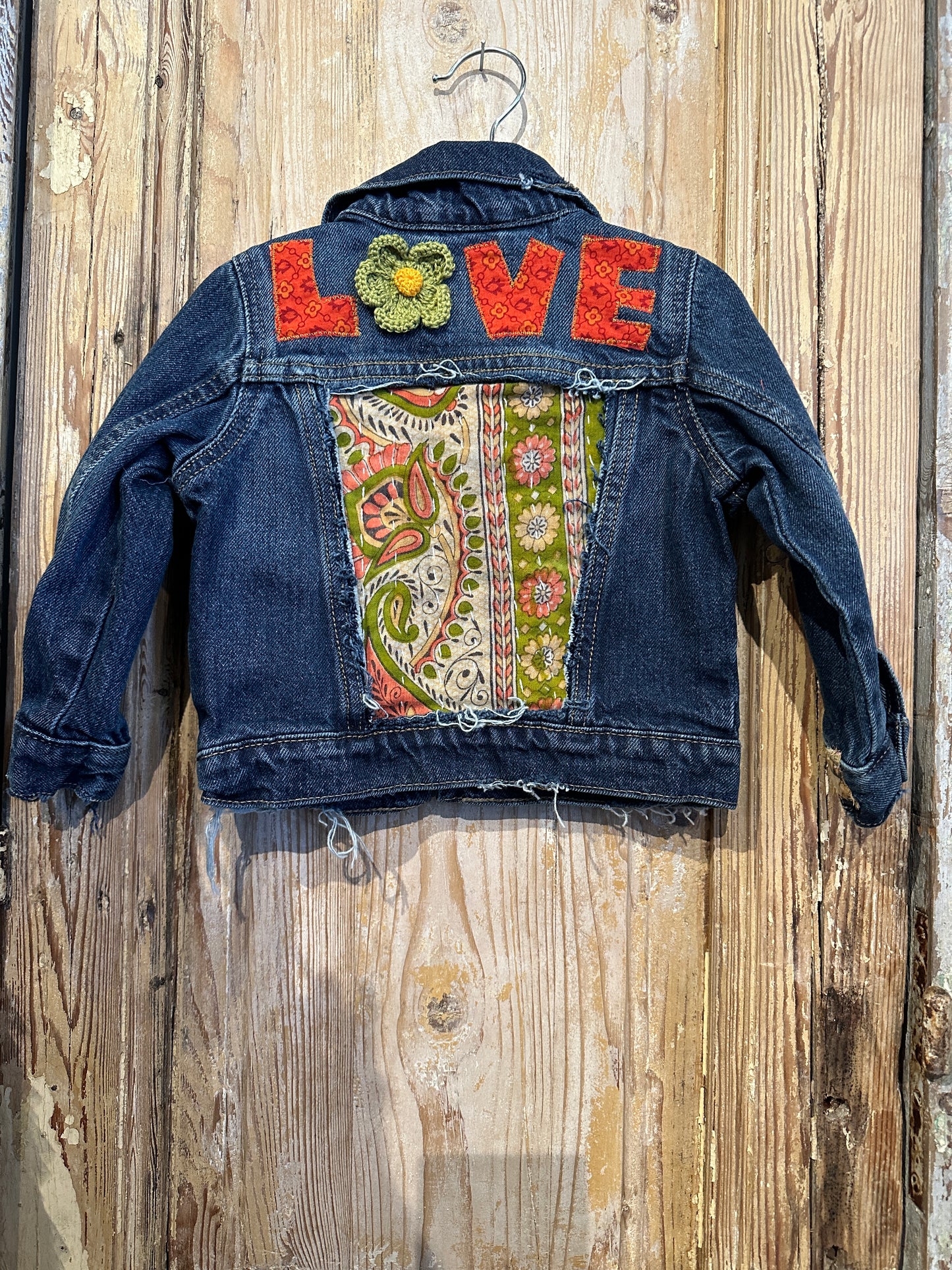 Love Kantha Back Kids Denim Jackets