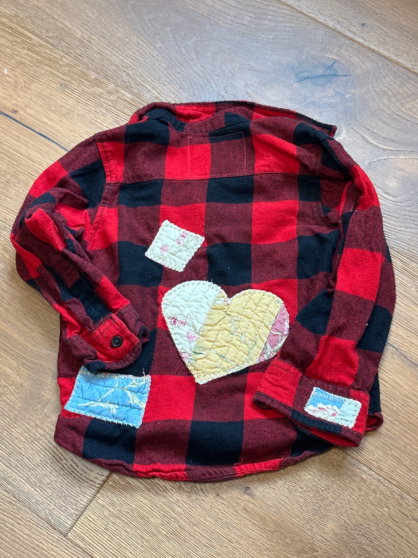 Red Quilted Heart Kids Flannel