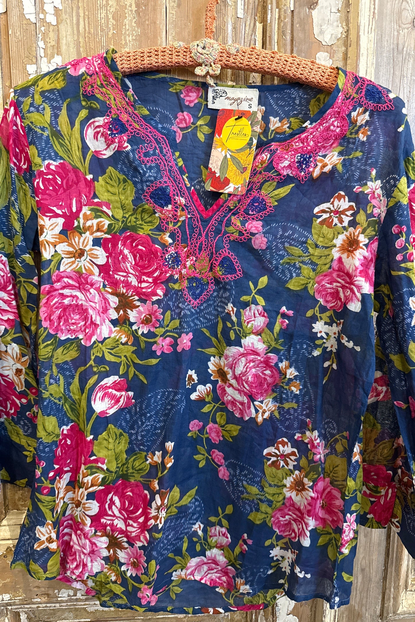 Embroidered V Blouse