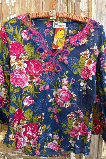Embroidered V Blouse