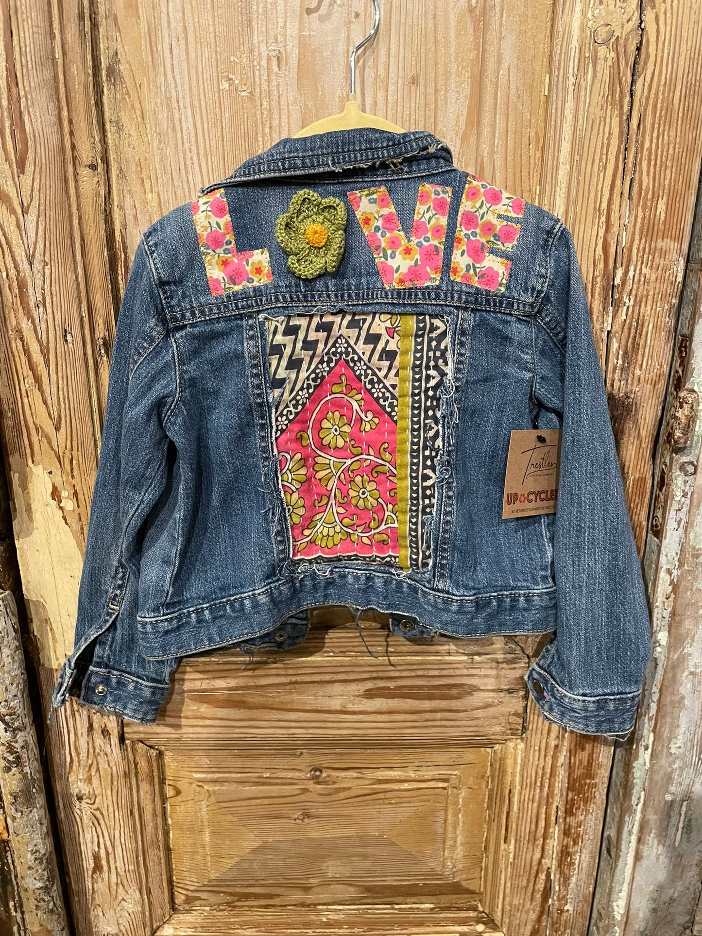 Love Kantha Back Kids Denim Jackets