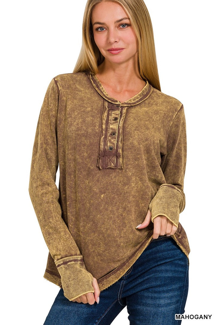 Thumb Hole Cuff Henley-9870