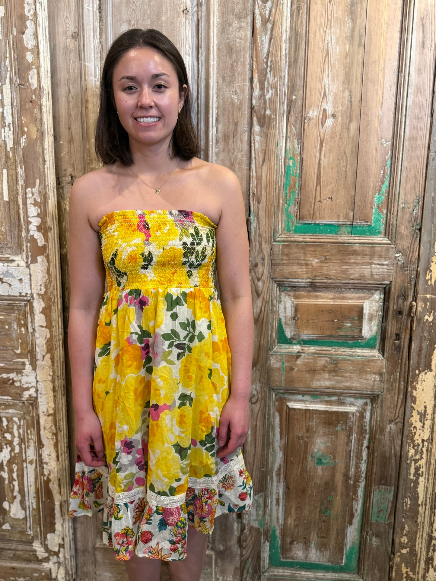 Yellow Floral Midi Dress