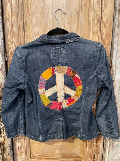 XS Peace Sign Denim Jacket