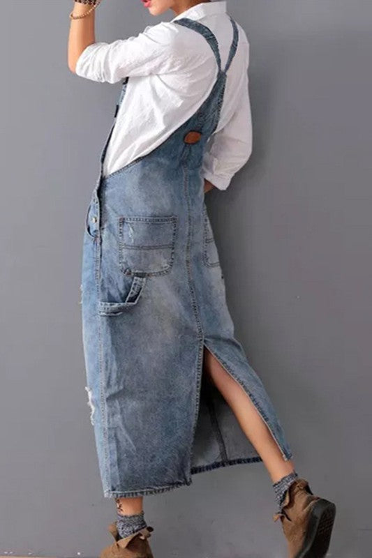 Denim Skirt Overalls