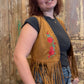Embroidered Suede Fringe Vest
