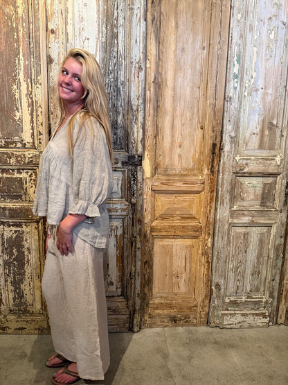 Side Slit Linen Pants