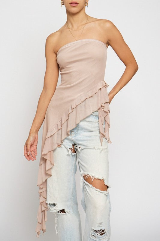 Ruffle Strapless Top