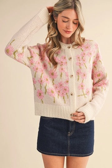 Pink Flower Cardi