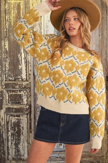 Happy Yellow Flower Sweater