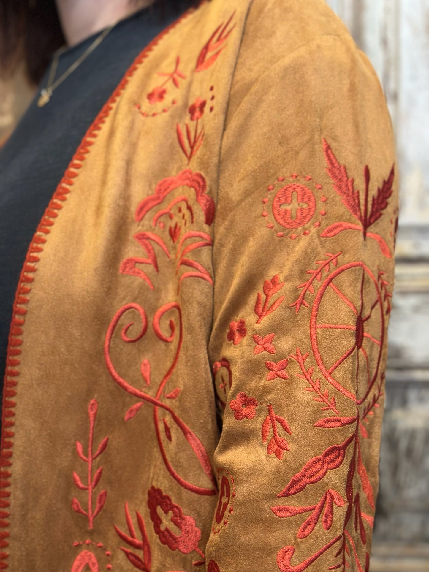 Embroidered Suede Jacket
