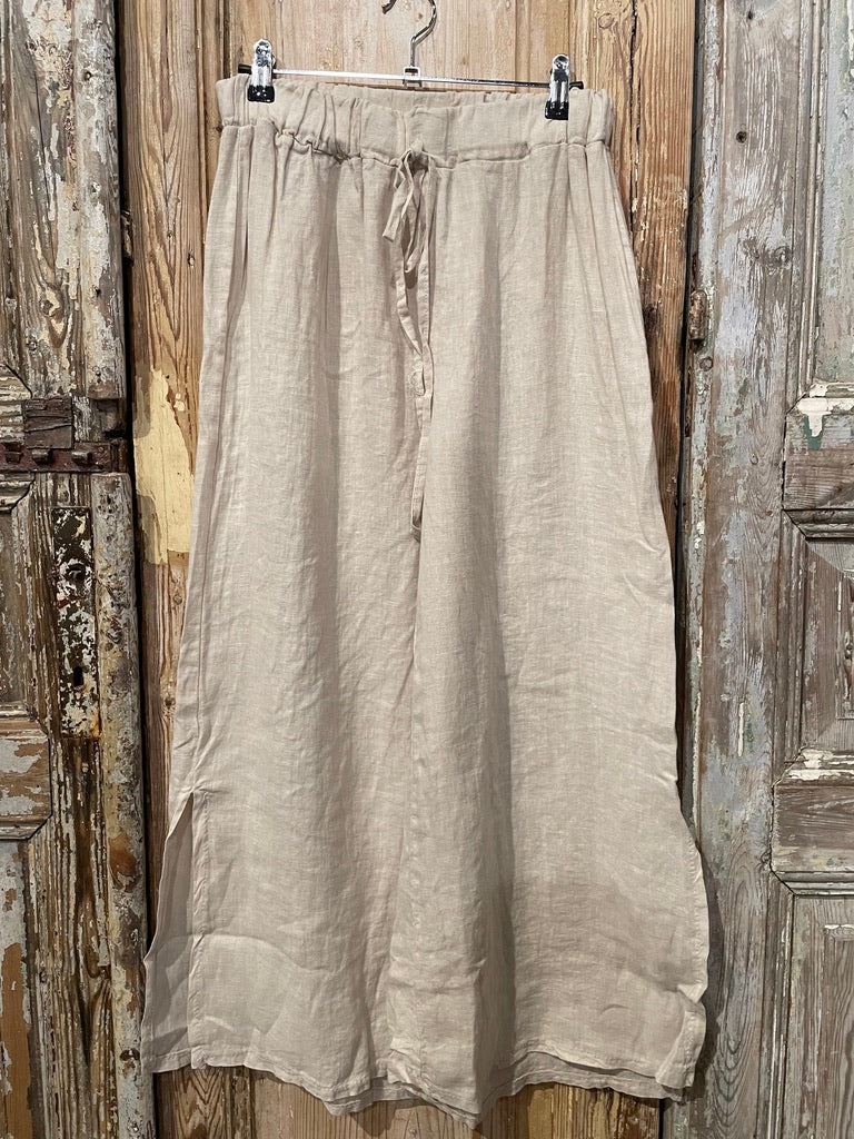 Side Slit Linen Pants