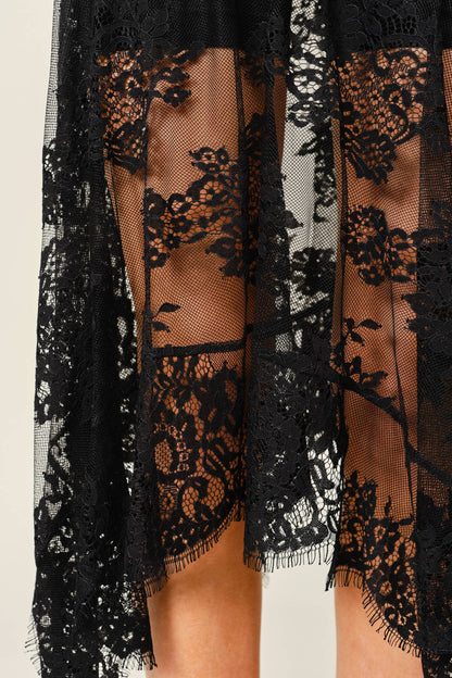 Unbalance Lace Midi Skirt