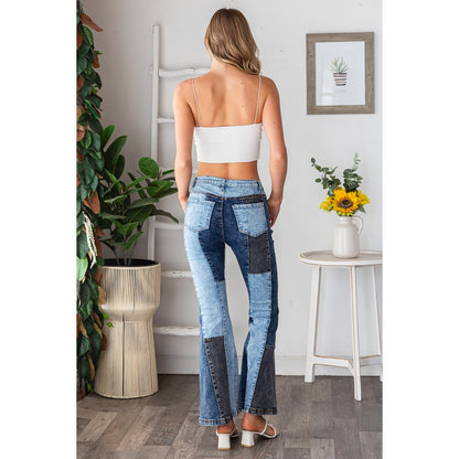 Pieced Denim Flares