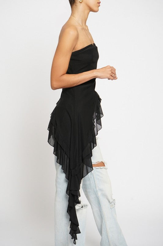 Ruffle Strapless Top