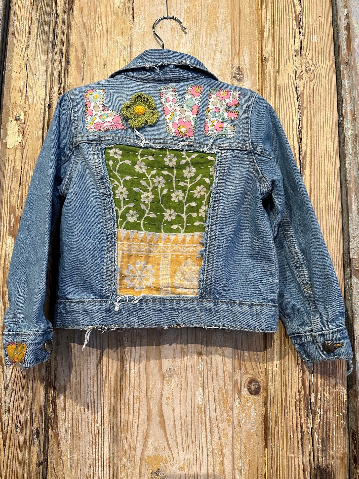 Love Kantha Back Kids Denim Jackets