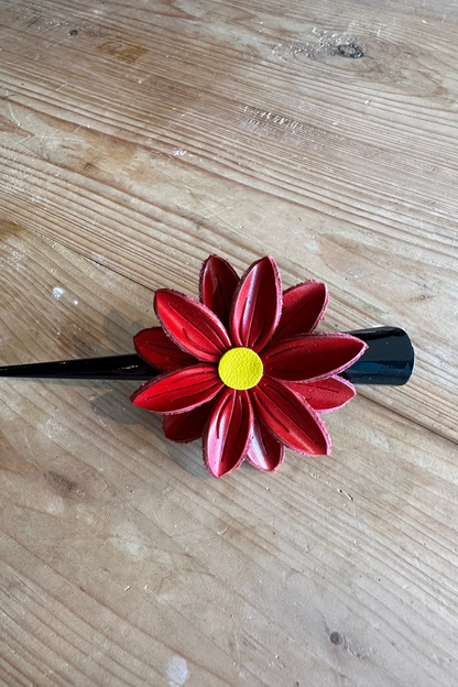 Ibiza Leather Flower Clip
