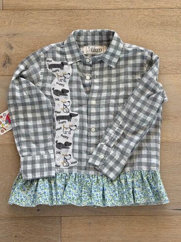5T Dog Ruffled Plaid