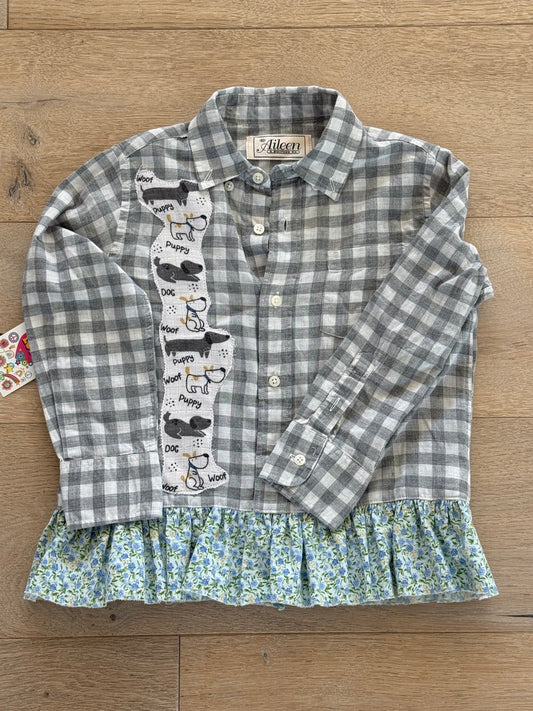 5T Dog Ruffled Plaid