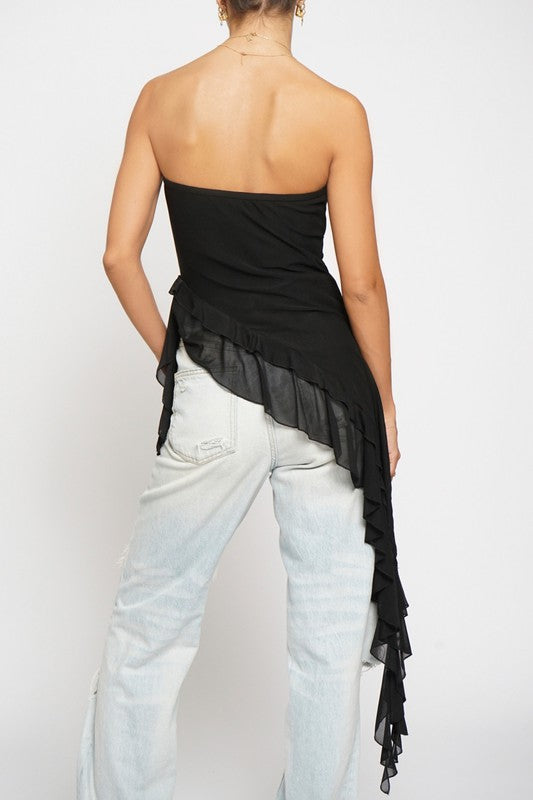 Ruffle Strapless Top