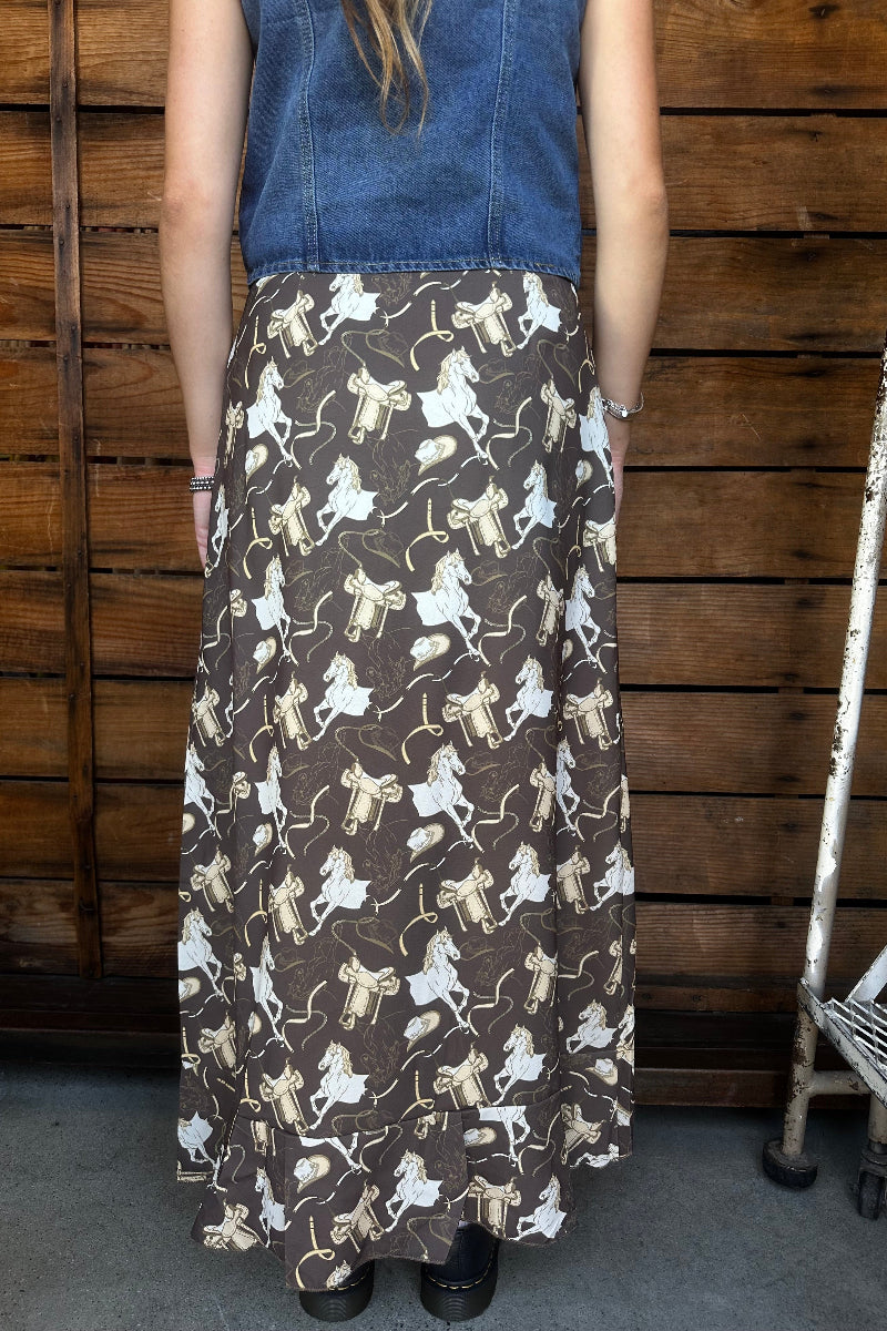 Horse Midi Slit Skirt