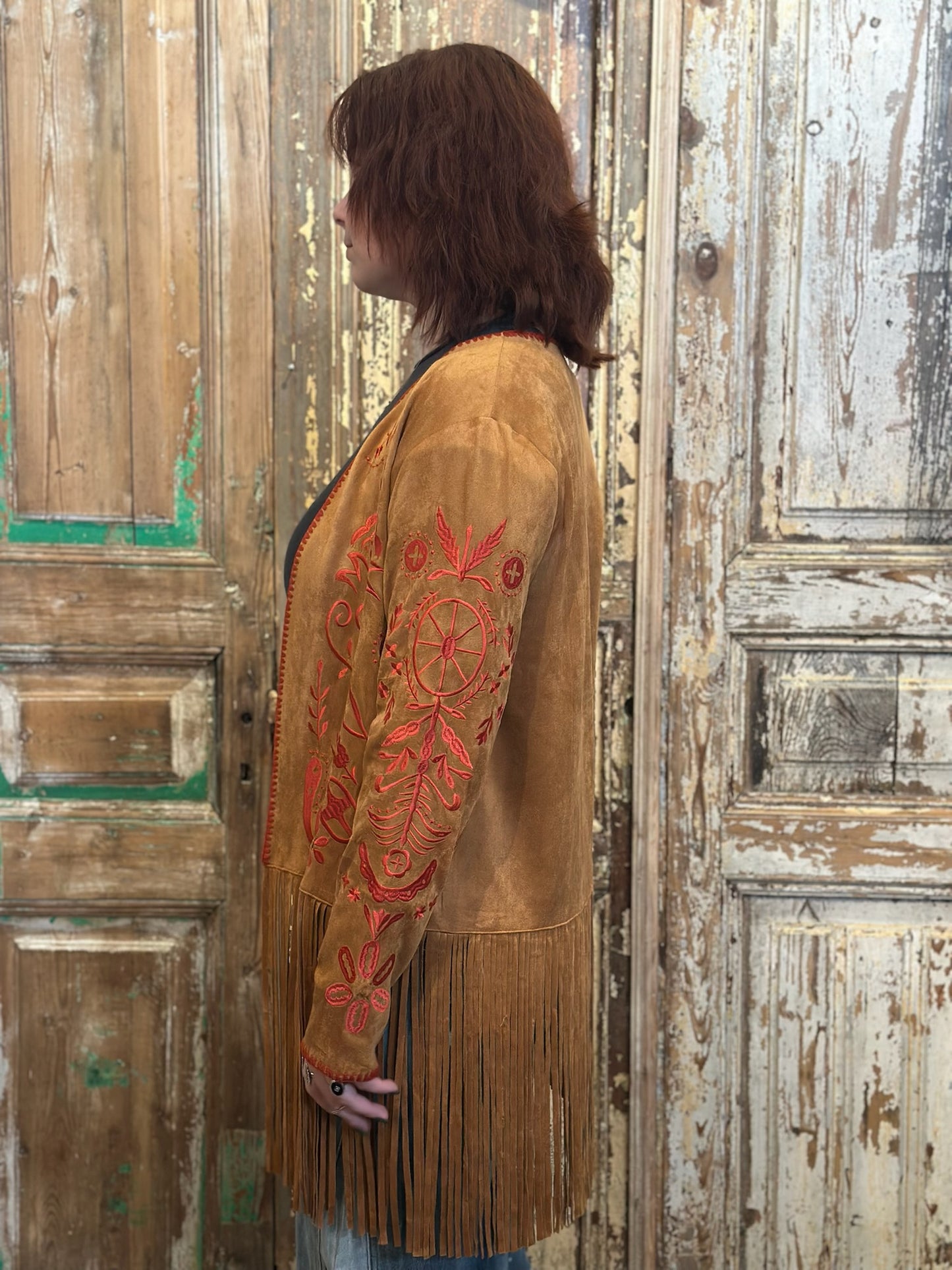 Embroidered Suede Jacket