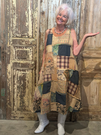 Sleeveless Patchwork Dress