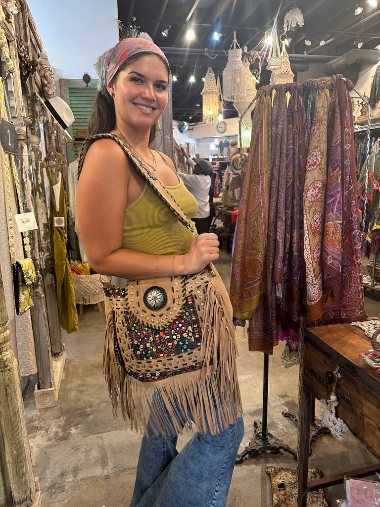 Fringed Boho Leather Bag