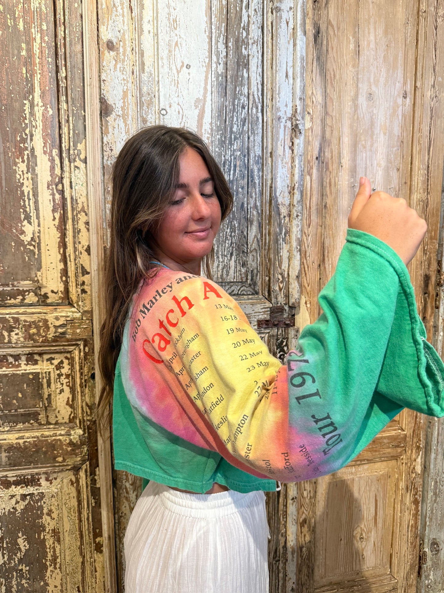 Small/Med Up Cycled Rockband Cropped Jacket