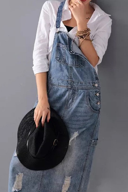 Denim Skirt Overalls