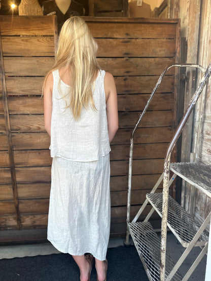 One Button Linen Tank